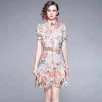 Polyester A-line One-piece Dress & hollow floral PC