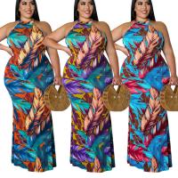 Polyester Plus Size Sexy Package Hip Dresses printed PC