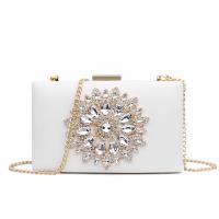 PU Leather hard-surface Clutch Bag with chain & with rhinestone Polyester Solid PC