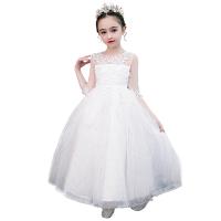 Polyester lace & Princess Girl One-piece Dress Solid white PC