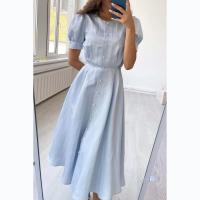 Polyester One-piece Dress mid-long style patchwork Solid PC