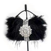 Ostrich Feather Evening Party Clutch Bag soft surface & with rhinestone PC