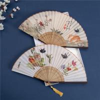 Bamboo & Cotton Linen foldable Fan portable handmade PC
