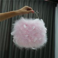 Ostrich Feather Handbag with chain & soft surface Solid PC