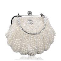 Plastic Pearl Shell Shape & Evening Party Clutch Bag with rhinestone Metal & Satin PC