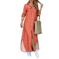 Polyester One-piece Dress & loose & with pocket Solid PC