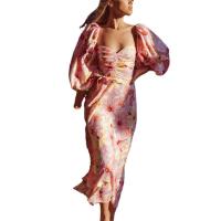 Polyester Waist-controlled & Plus Size One-piece Dress printed PC