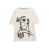 Cotton Women Short Sleeve T-Shirts & loose embroidered PC