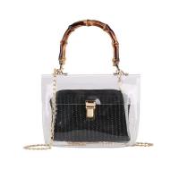 PVC Handbag soft surface & attached with hanging strap & transparent Solid PC