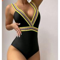 Polyamide & Spandex One-piece Swimsuit backless & padded plain dyed black PC