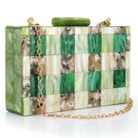 Acrylic Clutch Bag with chain green PC