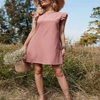 Polyester One-piece Dress slimming patchwork Solid pink PC