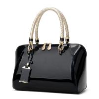PU Leather hard-surface Handbag lacquer finish & attached with hanging strap Solid PC