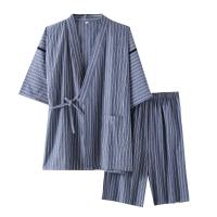 Cotton Men Summer Pajama Set & two piece & loose printed striped Set