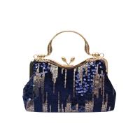 Velour Clutch Bag attached with hanging strap Sequin striped PC