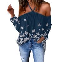 Polyester Women Long Sleeve T-shirt & off shoulder & loose PC