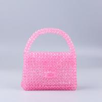 String beads Handbag soft surface & transparent Solid pink PC