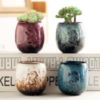 Ceramics Flower Pot corrosion proof & four piece handmade mixed colors Set
