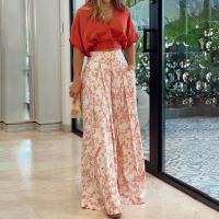 Polyester Plus Size Women Casual Set & two piece Wide Leg Trousers & top printed shivering Set