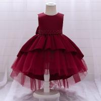 Cotton lace & Ball Gown Girl One-piece Dress with bowknot PC