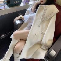 Woollen Cloth Women Overcoat & thermal white PC