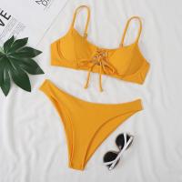 Polyester Bikini, Solide, Gelb,  Festgelegt