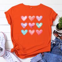 Katoen Vrouwen korte mouw T-shirts Afgedrukt hartpatroon meer kleuren naar keuze stuk