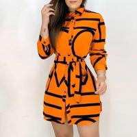 Polyester Robe de chemise Imprimé Orange pièce
