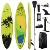 PVC Inflatable Surfboard & anti-skidding tree pattern green PC