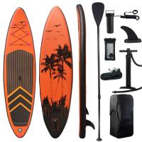 PVC Inflatable Surfboard anti-skidding printed tree pattern orange PC