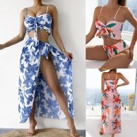 Polyester High Waist Bikini & three piece printed Set