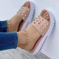 Microfiber PU Synthetic Leather Flange & Plus Size Women Sandals & studded Solid Pair