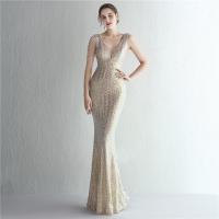 Sequin & Polyester Waist-controlled & Mermaid Long Evening Dress patchwork Solid PC