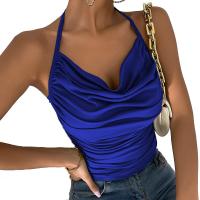 Polyester Plus Size Camisole backless plain dyed Solid PC