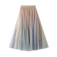 Polyester Pleated Skirt mid-long style plain dyed Solid : PC
