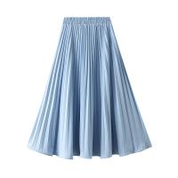 Polyester Pleated Skirt mid-long style plain dyed Solid : PC