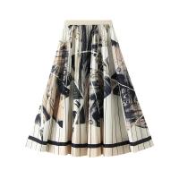 Polyester Pleated Skirt mid-long style plain dyed mixed pattern mixed colors : PC