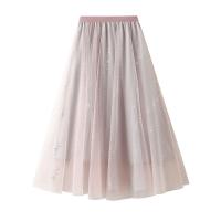 Polyester A-line Skirt mid-long style Sequin plain dyed heart pattern : PC