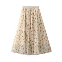 Polyester Pleated & A-line Skirt mid-long style heart pattern : PC
