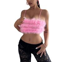 NEW Fashion Feather Sexy Women Faux Fur Blouse and Crop Top Ladies' Blouse Tops Slim Tank Top & wrapped chest