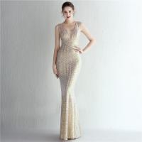 Sequin & Polyester Slim & Mermaid Long Evening Dress patchwork Solid PC