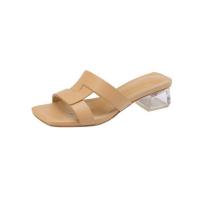 PU Leather chunky Women Sandals Solid Pair