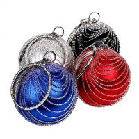 Metal & Polyester Round Ball & Evening Party Clutch Bag circular ring Rhinestone PC