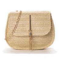 Straw Woven Shoulder Bag with chain PC