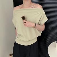 Cotton Boat Neck Top slimming patchwork Solid : PC