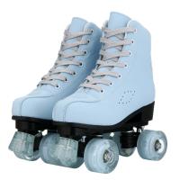 Frosted Material for adult Roller Skates lighting PU Rubber plain dyed Solid sky blue Pair