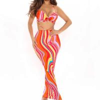 Polyester Sexy Package Hip Dresses backless & hollow printed multi-colored PC