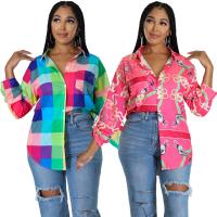 Polyester Frauen Langarm Shirt, Gedruckt, Geometrische, mehr Farben zur Auswahl,  Stück