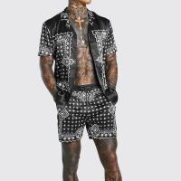 Polyester Plus Size Men Casual Set & two piece & loose short & top printed Set