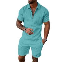 Wholesale Slim & Plus Size Men Casual Set men's short shirt sets summer tracksuit short sleeve  polo shirt and shorts set casual sport suit